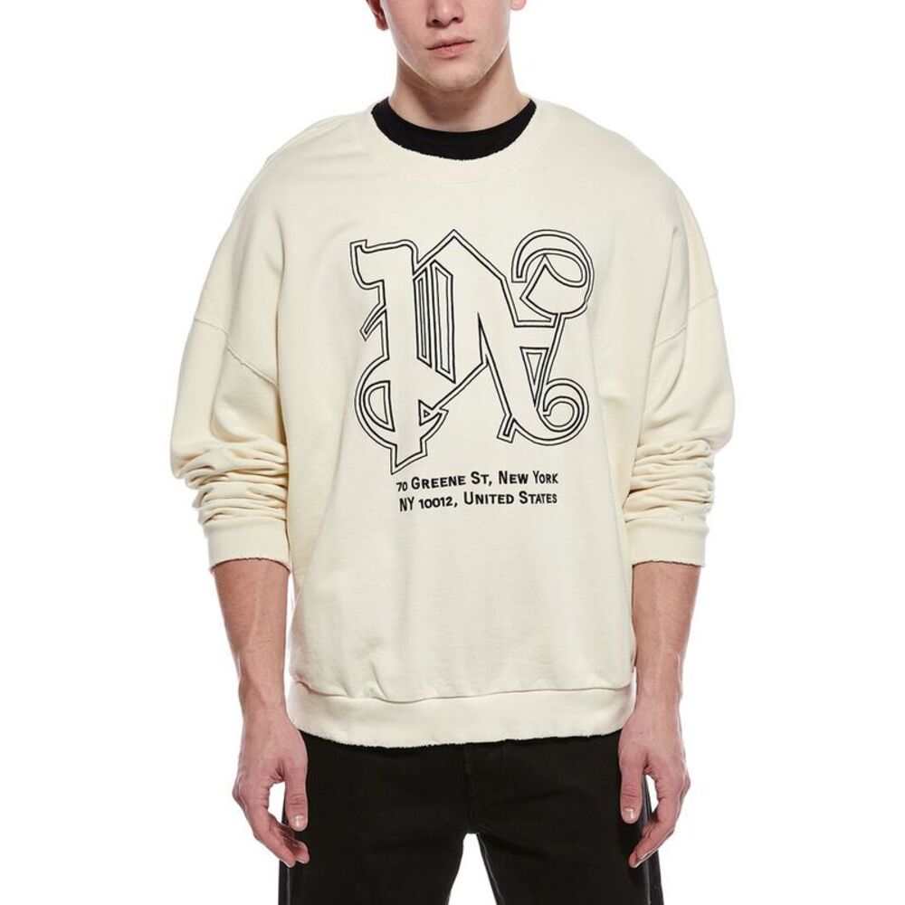 Palm Angels Mens  Crewneck Sweatshirt, White